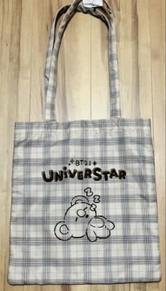 BT21 UNIVERSTAR 체크 무늬 토트 백