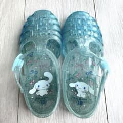 シナモロール サンダル 18cm 水色 ラメ クリア スナップボタン式のサムネイル