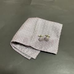 100%silk カフス&チーフのサムネイル