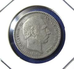 45-2）デンマーク：25オーレ銀貨（1874年） - メルカリ