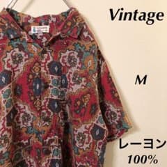 レーヨン100%  テロシャツ　レトロ　アロハシャツのサムネイル