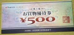 ヤマダホールディングス 株主様お買物優待券 500円券のサムネイル