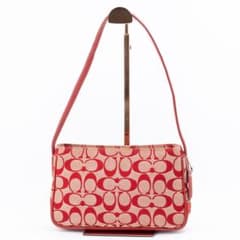 A282【COACH】ハンドバッグ アクセサリーポーチ シグネチャー レッド