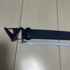 ネイビー レザー ベルト 約110cm V字型バックルのサムネイル