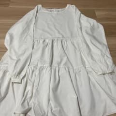 ホワイト ワンピース風 長袖ブラウス Mサイズのサムネイル