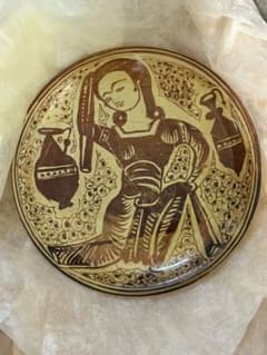 装飾皿 人物画 陶器 壁掛け インテリア26cmのサムネイル