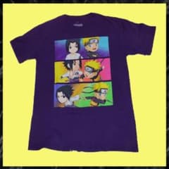 해외판 NARUTO 나루토 사스케 캐릭터 반소매 T셔츠 퍼플