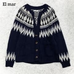CANAL JEAN El mar ノルディック柄 ニットカーディガン ネイビー