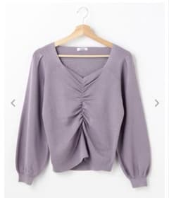 INGNI フロントギャザー 長袖ニット パープルのサムネイル