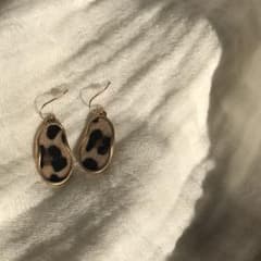 ピアス ハンドメイド レオパード ハラコ ハラコピアスのサムネイル