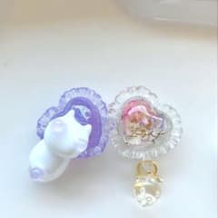レジン ヘアゴム ハート 猫ちゃん 苺 ラメパープル - メルカリ