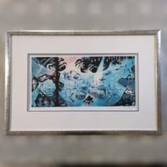 藤城清治 大判ダイヤモンドスクリーニング『光る海』直筆サイン入