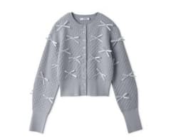 ♡ SNIDEL リボンモチーフカーディガン LBLU ライトブルーのサムネイル