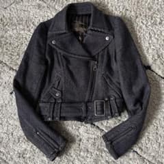 【極美品✨】バーバリーブルーレーベル　ライダースジャケット　ベルト　ツイード調 極美品✨】バーバリーブルーレーベル ライダースジャケット ベルト
