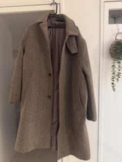 H&M ヘリンボーン チェスターコート ブラウン Lのサムネイル