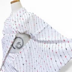 未着用 夏用 絽 小紋 洗える着物 身丈164 斜め縞 花模様 着物 062b 