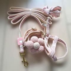 小型犬用お花付きハーネスリードセットのサムネイル