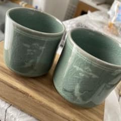 青珍染命煥作高麗青磁翔鶴抹茶碗 - メルカリ