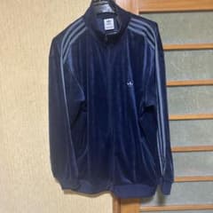 adidas 3ストライプ ベロアジャージ 2XL ネイビーのサムネイル