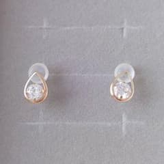 未使用 ツツミ キュービックジルコニア しずく ピアス イエロー