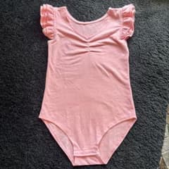 ピンク フリル袖 女の子バレエレオタードのサムネイル