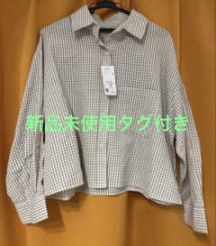 as know as ベージュ チェック柄 長袖シャツ フリーサイズのサムネイル