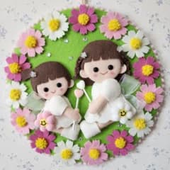 フェルトリース　コスモスの妖精ちゃん②のサムネイル