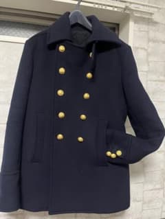 BALMAIN ネイビー ダブルブレストピーコート - メルカリ