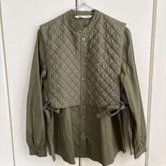 ZARA グリーン長袖シャツ リボン用紐付きのサムネイル