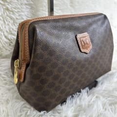 CELINE マカダム柄 トリオンフ クラッチバッグ ポーチ PVC ブラウン