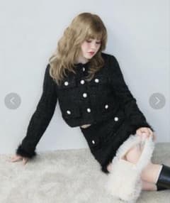titiy&co. ファー付き ツイードセットアップ ブラックのサムネイル