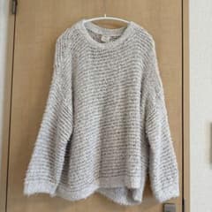 ジェラートピケ　フワフワニット 長袖ライトグレー　ルームウェアのサムネイル
