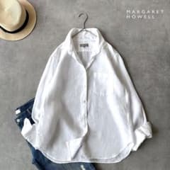 美品マーガレットハウエル シャーリングリネンシャツ ヨーロッパリネン サイズ3 美品マーガレットハウエル シャーリングリネンシャツ ヨーロッパリネン