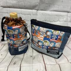 デニムリメイク ポーチ&ペットボトルカバー　セット　未使用品のサムネイル