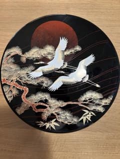 蓋付き オードブル皿 回転皿 鶴 松竹梅 漆器風 正月 パーティー 30cmのサムネイル