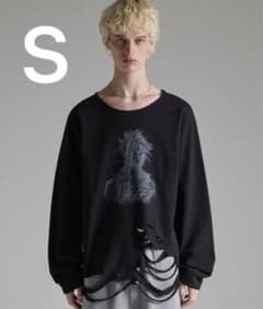 grancy グラフィックダメージロングTシャツ ブラック Sのサムネイル