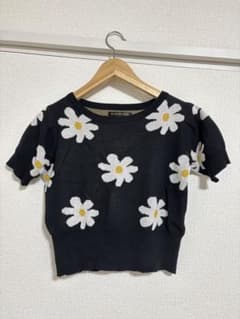 GORGE 花柄 半袖ニット ブラックのサムネイル