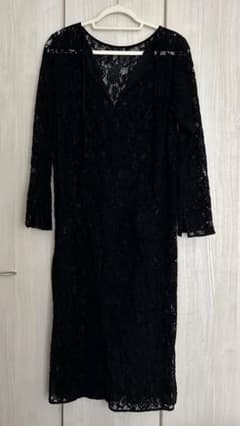 green label relaxing 総レースワンピース　黒