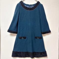 L'EST ROSE レストローズ　ワンピース ひざ丈 七分袖　ブルーグリーン