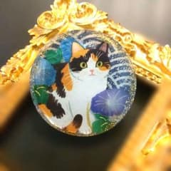 三毛猫ちゃんと朝顔レジンヘアゴム - メルカリ