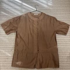 AgAwd 半袖ブラウス ブラウン