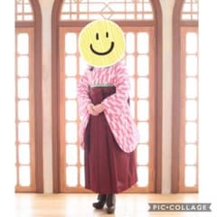 卒業式セット（着物、肌じゅばん、袴、ピンク色帯、半襟、たび）のサムネイル