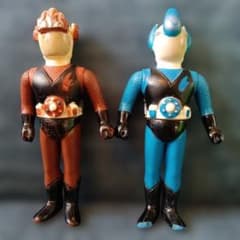 70sポピー　忍者キャプター水忍　土忍ソフビ2体セット14cm　昭和レトロのサムネイル