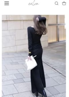 値下げ中‼️maison célon 新作ブラックロングワンピースのサムネイル