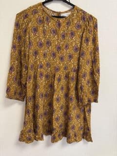 ZARA GIRLS ワンピース 152cm 11-12歳 ペイズリーマスタードのサムネイル