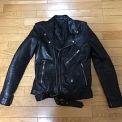 BLK DNM ブラックデニム ラムレザー ダブルライダースジャケット　Mのサムネイル