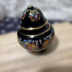 七宝焼 香合 黒地 花文様 - メルカリ