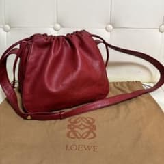 極 美品 LOEWE オールド ロエベ ナッパレザー ショルダー バッグ 赤 