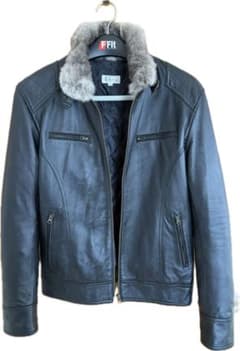 ディーゼル　2way ファー　シングル　羊革　ラムレザー　ライダースジャケット シングルライダースジャケット XLラムレザー 羊革 2WAYラビットファー