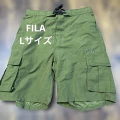 メンズ FILA オリーブグリーン カーゴショートパンツ サーフパンツ